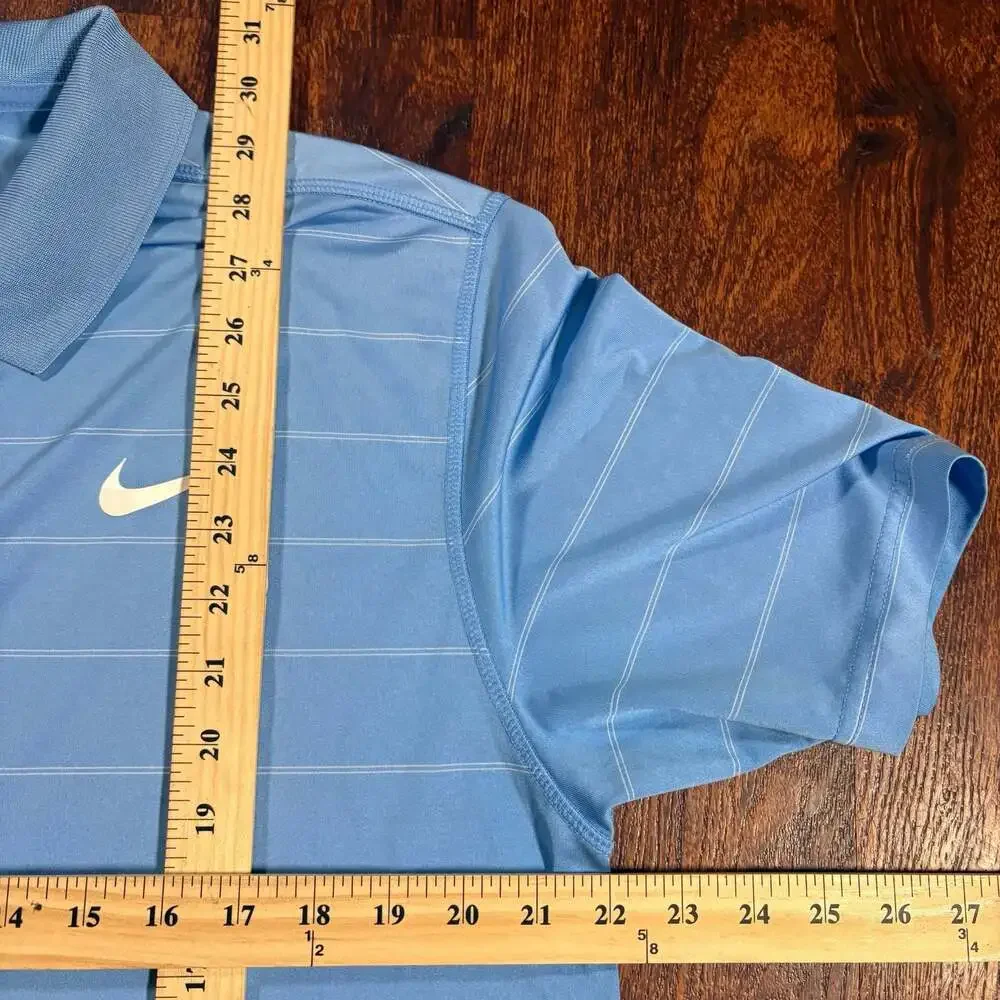 Nike Golf Dri-FIT Striped Performance Short Sleeve Polo Shirt Light Blue Large